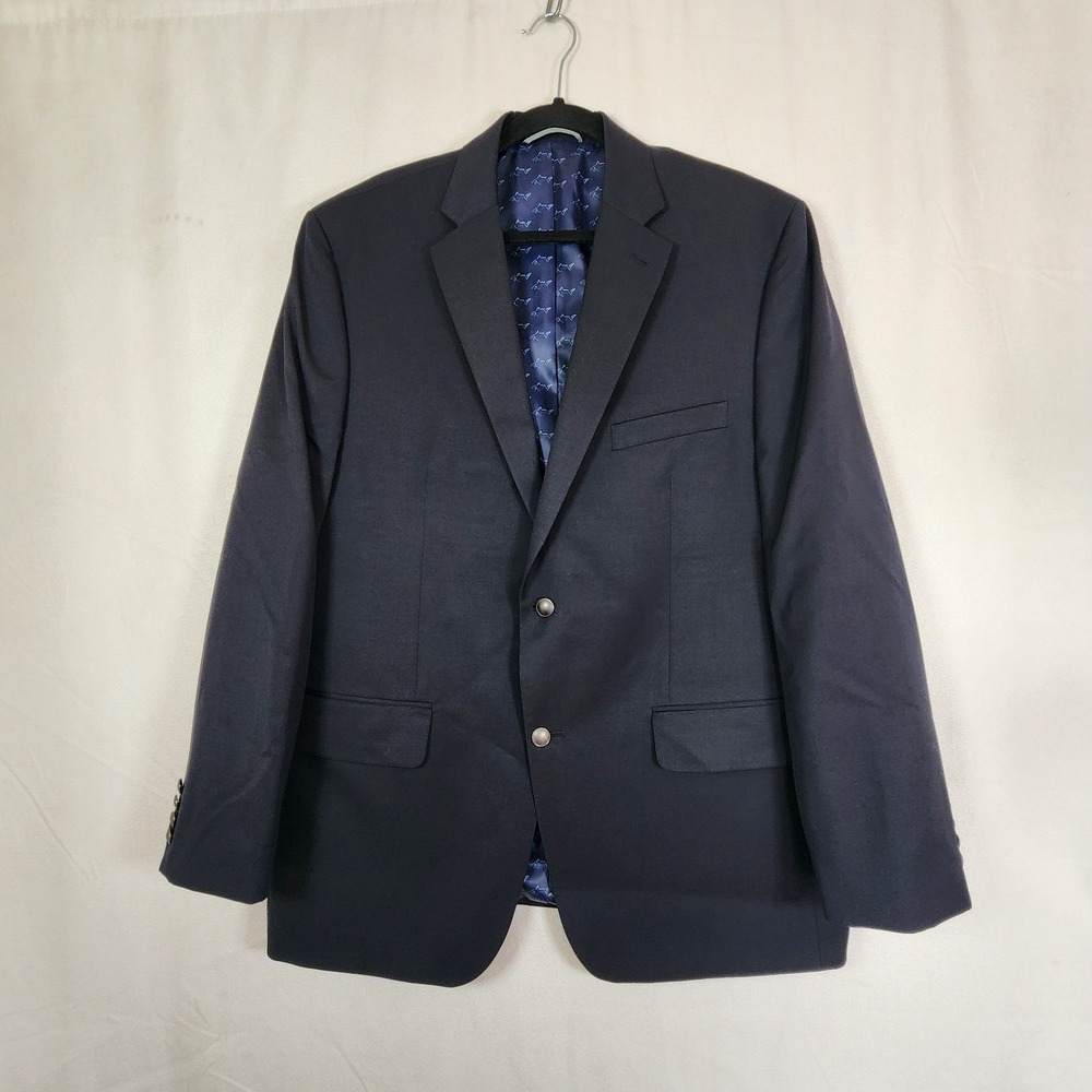 Mens Blazer-GREG NORMAN for TASSO ELBA-navy wool blend 2 button single vent-44R